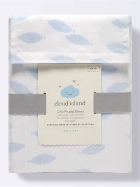 Cloud Island Light Blue Fish Crib Fitted Sheet